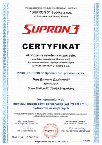 Certyfikat Supron 3